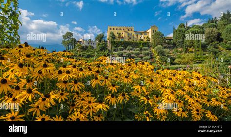 Botanical gardens with view of Trauttmansdorff Castle - Meran, Trentino ...