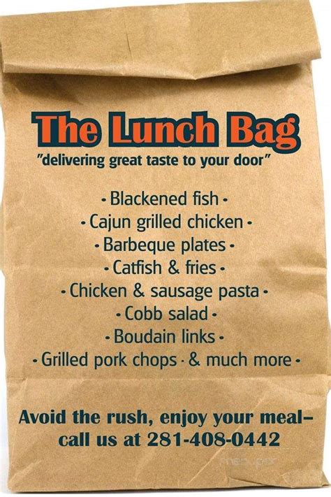 Online Menu of The Lunch Bag, Houston, TX