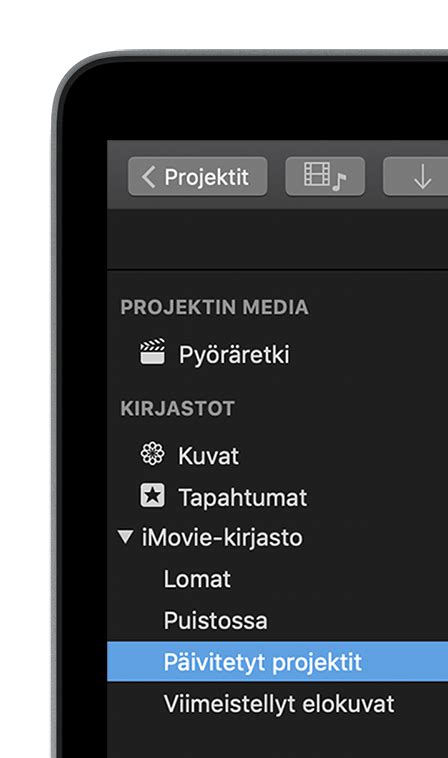 iMovie projektien ja tapahtumien päivittäminen Macissa Apple tuki FI