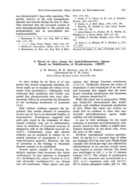 A Novel in Vitro Assay For Anti-Inflammatory Agents Based On ...