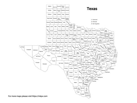 Printable Map Of Texas County With Labels · Inkpx