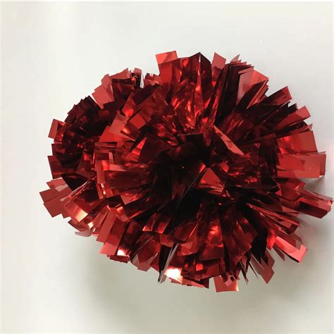 Streamers Inch With Baton Handle Red Metallic Cheerleading Pom