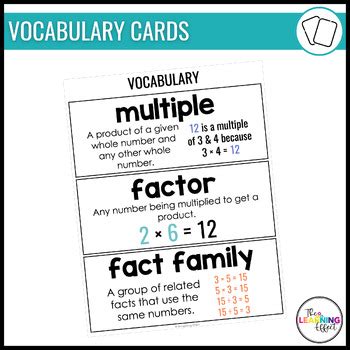 Factors And Multiples Anchor Charts Multiplication Math Posters