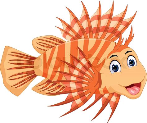 Funny Lionfish Cartoon Posing With Laughing Stock Vector Colourbox