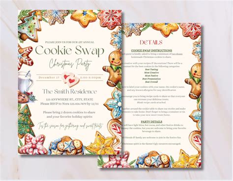 Cookie Swap Invitation, Christmas Cookie Invitation, Cookie Exchange, Cookie Party, Cookie ...