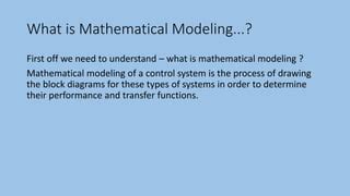 Mathematical Modelling Of Control Systems PPT