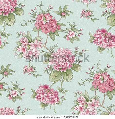 Allover Flower Bunch Pattern Repeat Digital Stock Illustration