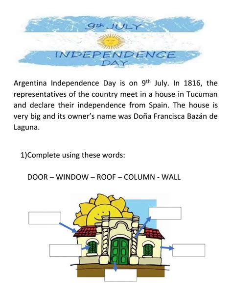 Argentina Independence Day 9th July Ficha Interactiva English