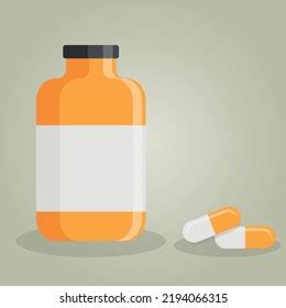 Medical Orange Bottle Label Pills Capsules Stock Vector (Royalty Free ...