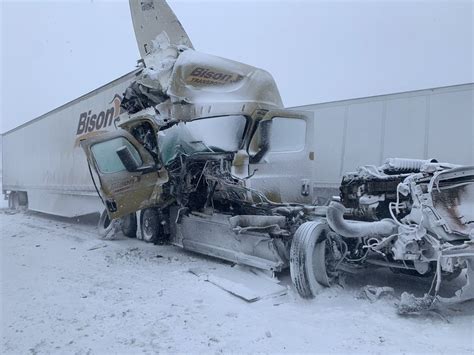 See Video Photos From I 94 Pileup Involving Nine Semi Trucks