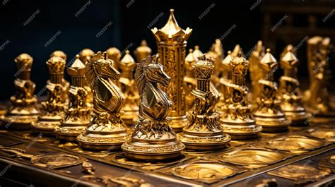 Premium AI Image | Gold chess on chess board game