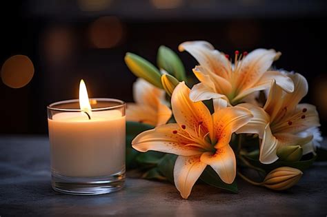 Premium Photo | Funeral decor featuring candle and flower