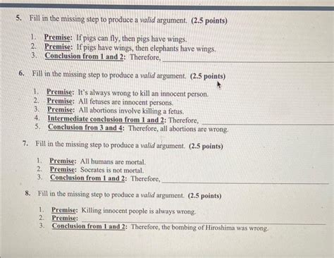 5 Fill In The Missing Step To Produce A Valid