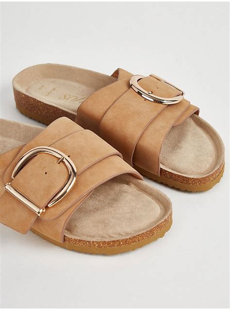 Tan Wide Fit Buckled Sandals Women George At Asda