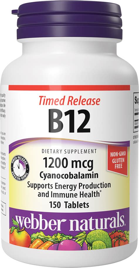 Webber Naturals Vitamin B12 1 200 Mcg 150 Tablets Supports Energy