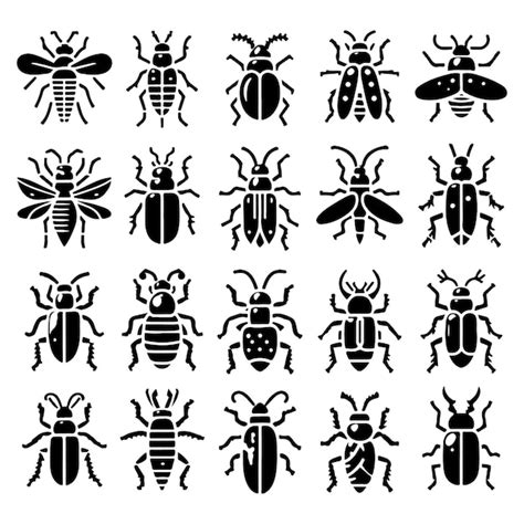 Premium Vector Insects Solid Icon Set Bugs Beetles Termites Symbols