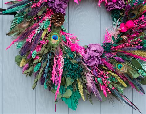 Peacock Feather Dried Flower Wreath