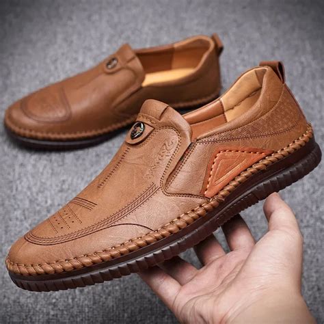 Erkek Deri Ayakkab Klasik Slip On D Z Loafer Lar Rahat Ayakkab Lar Yumu