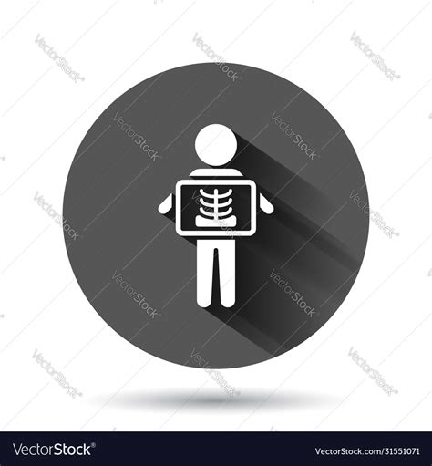 X Ray Icon In Flat Style Radiology On Black Round Vector Image