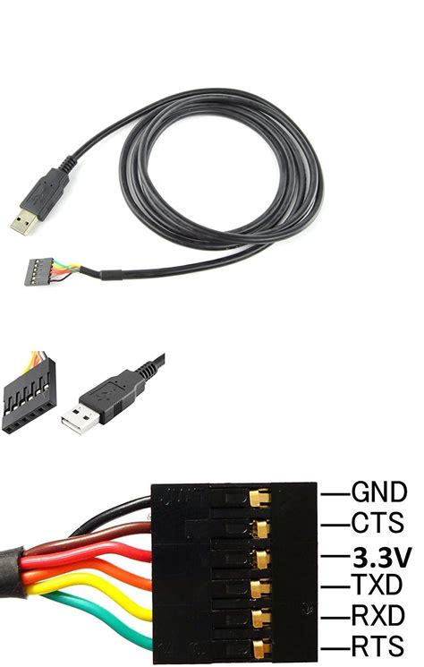 6ft 6 Feet Usb To Ttl 33v 6 Pin Serial Cable Ftdi Chipset For Win 7