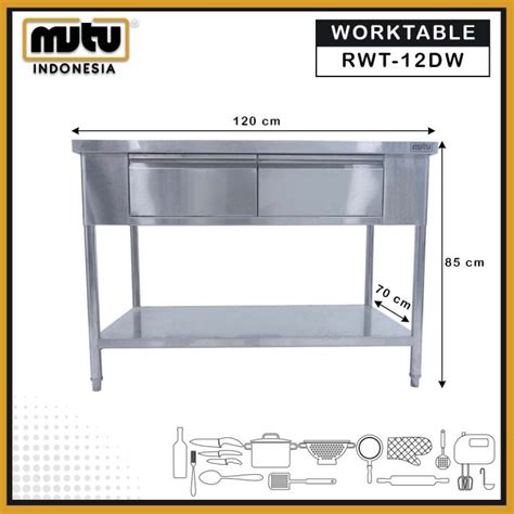 Meja Dapur Meja Kerja Laci Worktable Steinless Rwt Dw Mutu