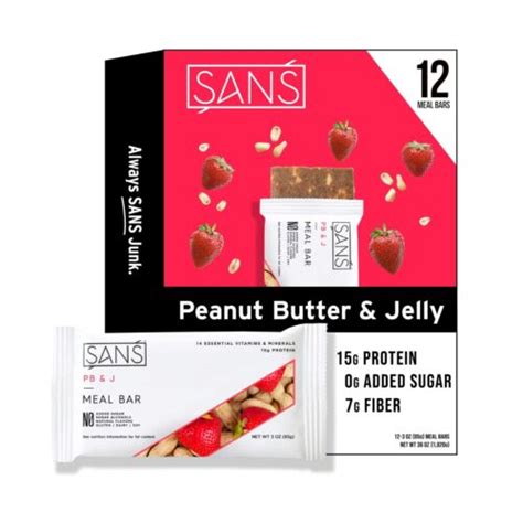 Sans Pb And J Meal Replacement Protein Bar All Natural Nutrition Bar