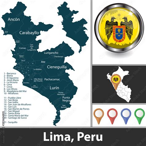 Map Of Lima Peru Stock Vector Adobe Stock