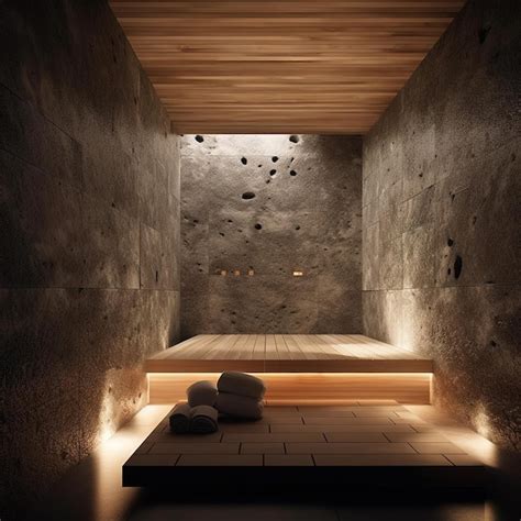 Premium AI Image | Interior design of a minimalistic wood fired sauna