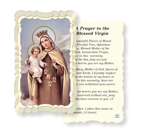 Our Lady Of Mount Carmel Holy Card 50 Pack Buy Religious Catholic Store