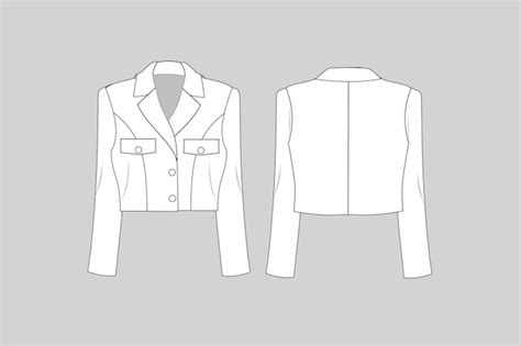 Premium Vector Technical Fashion Illustration Short Blazer