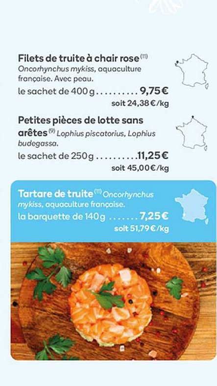 Promo Filets De Truite à Chair Rose Petites Pièces De Lotte Sans