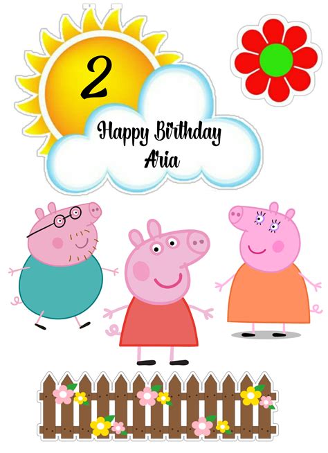 Peppa Pig Themed Unbranded Edible Print Cake Topper Decorations