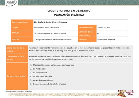 M S Pd Derecho Unadm Dcsa Licenciatura En Derecho L I C E N C