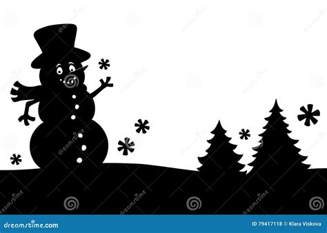 Imagem 1 Do Tema Da Silhueta Do Boneco De Neve Ilustração do Vetor