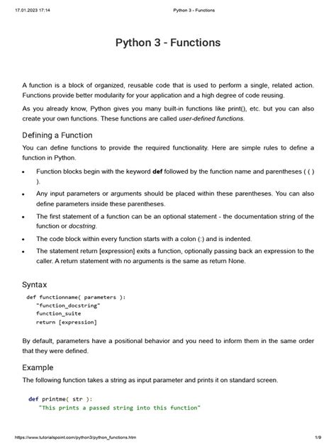 Python 3 Functions Pdf Anonymous Function Parameter Computer Programming