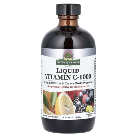 Nature S Answer Liquid Vitamin C 1000 With Rose Hips And Citrus Bioflavonoids Natural Lemon 8