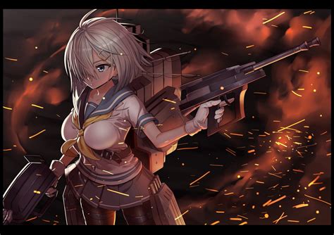 Fondos De Pantalla Ilustraci N Pistola Pelo Blanco Anime Chicas