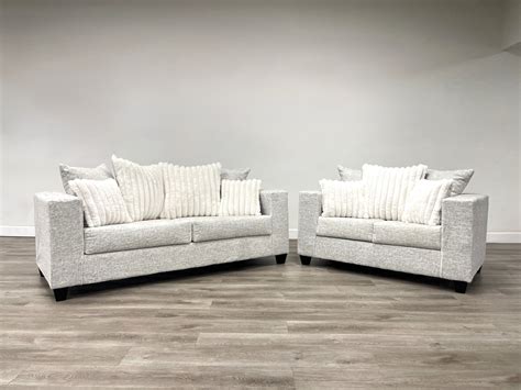 410-2PC-CREAM Sofa and Loveseat Set