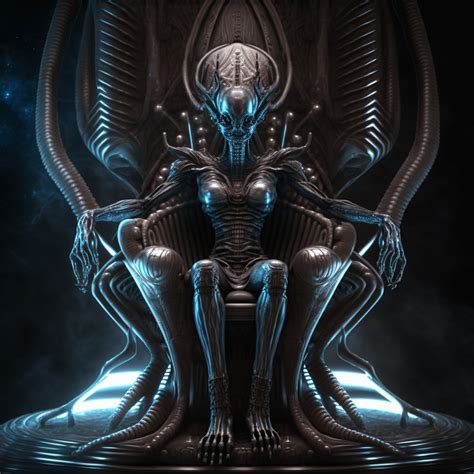 Alien Queen Sitting On Her Throne R Midjourney