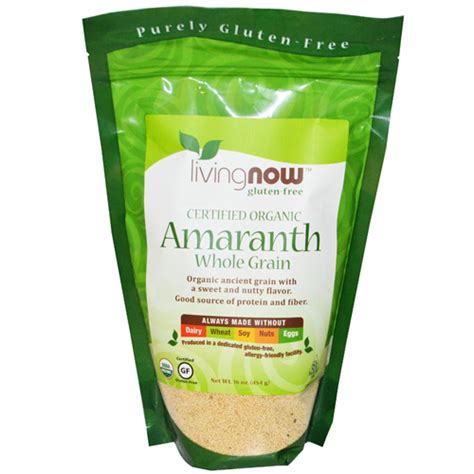 Certified Organic Amaranth Whole Grain 16 Oz 454g By Now Foods