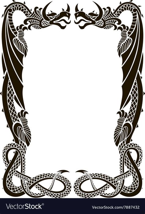 Dragons Frame Ornament Isolated On White Vector Image On Vectorstock