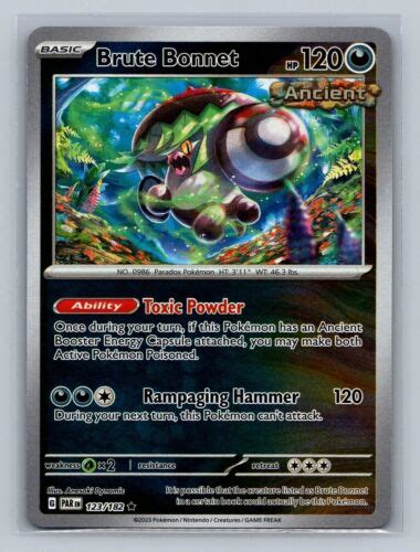 Pokemon Paradox Rift Brute Bonnet Reverse Holo Nm M