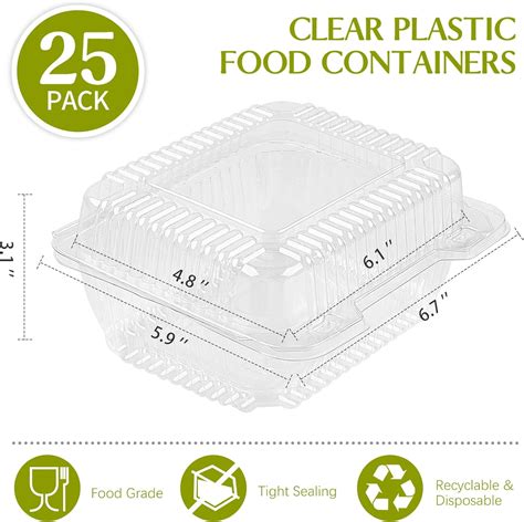 Buy 25 Pack Sturdy Clear Plastic Hinged Food Containers With Lids 67