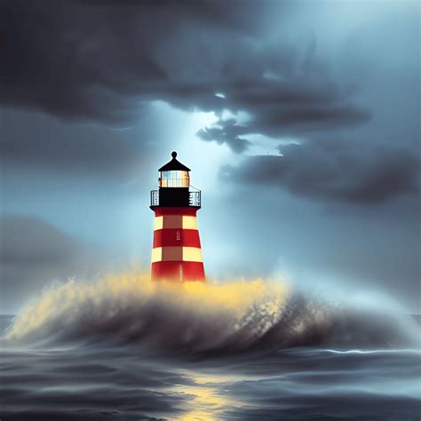 Lighthouse in a Storm at Night · Creative Fabrica