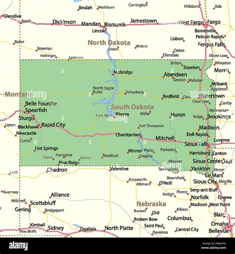 South Dakota County Map With Towns