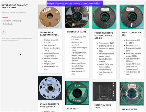 Spool Database with weights and size/ via git : r/3Dprinting