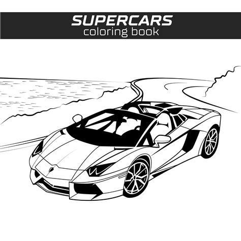 Supercars Coloring Book Sports And Luxury Cars 30 Digital Coloring