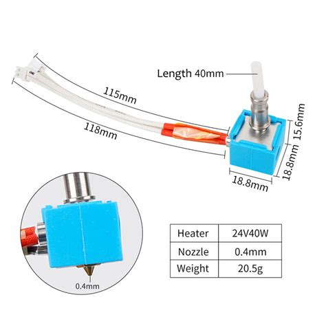 Kobra Hotend Print Head Hot End 24V 40W Cartridge Heater For ANYCUBIC Kobra Go Kobra Plus Max J