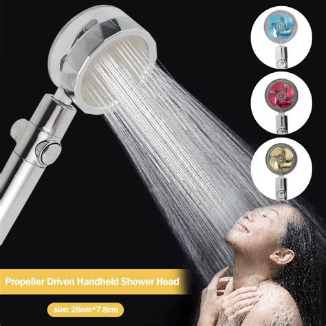 Shower Head Water Saving Flow Degrees Rotating With Small Fan