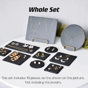 Nature Stone Jewelry Display Set Black Slate Jewelry Holder Necklace